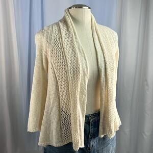 Anthropologie Moth knit cream cotton blend open front cardigan M